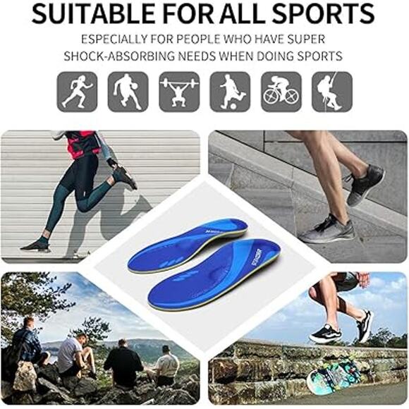 New Stsvzorr Mens Size 7 Blue High Arch Support Metatarsal Pad Shoe Inserts - Picture 5 of 6